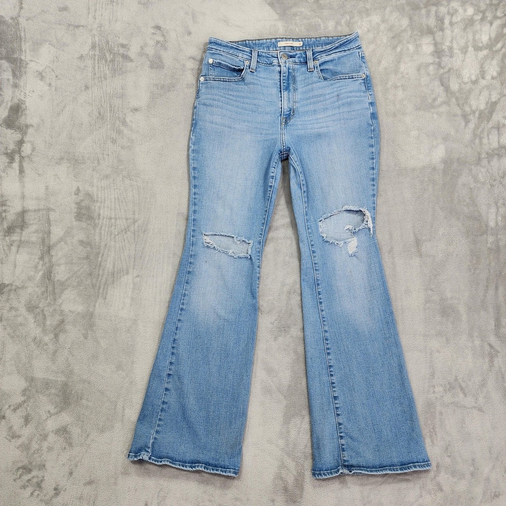 Levi's Jeans Womens 31 Blue Light Wash 726‎ Flare High Rise Distressed Stretch